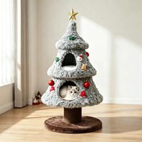 Lit pour chat rose mignon de Noël avec griffoir en sisal, niche en peluche écologique pour chats d'intérieur