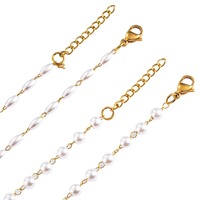 Bracelet ovale en acier inoxydable plaqué or, perles faites à la main, chaîne de perles, étanche, pour femmes, bijoux à la mode