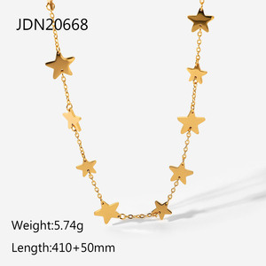 Collar con Colgante de Joyería, Chapado <span class=keywords><strong>en</strong></span> Oro de 14K, Acero Inoxidable, Collar con Colgante de Estrella de Hilo Dorado Multicapa, Joyería Femenina - Product Image 6