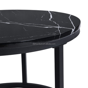 2 PC Meubles de salon ronds en faux marbre <span class=keywords><strong>Table</strong></span> <span class=keywords><strong>basse</strong></span> nid à bas prix avec métal noir/cadre <span class=keywords><strong>Table</strong></span> pour meubles d'intérieur - Product Image 5