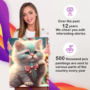 Abstrait 30x40 40x50 Coloré Animal Diy Peinture Plein Rond Foret Mosaïque 5D Diamant Peinture Kits Chat - Product Image 6