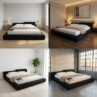 BD-008 #   Ensemble de lit double de taille standard, style moderne européen, luxueux, en tissu durable, rembourré et réglable, pour chambre à coucher douillette