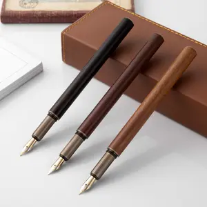 هدايا قلم حبر شخصي عتيق بجودة عالية من البرونز المصقول عتيق ومصقول قلم حبر معدني خشبي بتصميم إيطالي