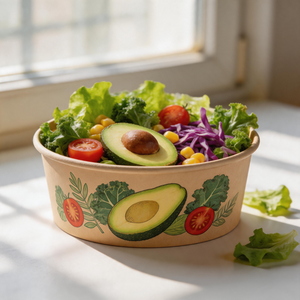 Microwave <b>Freezer</b> Safe Biodegradable Disposable Kraft Round 700ml 750ml 1050ml Paper Salad Bowls for Meal Prep Delivery - Product Image 1
