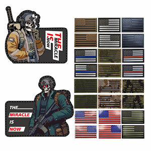 Patchs tactiques multi-matériaux brodés auto-agrippants 3" x 5" pour sacs à dos tactiques, avec étiquette métallique - Product Image 1