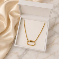 Collier en acier inoxydable plaqué or avec pendentif boucle créole, prêt à expédier, vente en gros