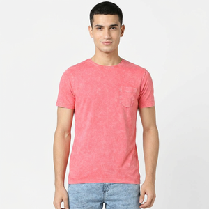 Camiseta de Hombre con Lavado Ácido, Ecológica, de Alta Calidad, 100% Algodón, Color Sólido, a la Moda, Precio Bajo - Product Image 1