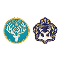 Broche en émail en forme de couronne de cerf fantaisie, badge personnalisé en métal pour sac à dos, revers, cadeau