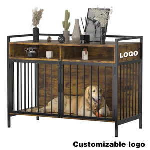 Özel köpek kafesleri Metal Kennels ahşap köpek kafesi mobilya kapalı çift kapı masa <span class=keywords><strong>Pet</strong></span> kafesleri büyük köpekler için - Product Image 2