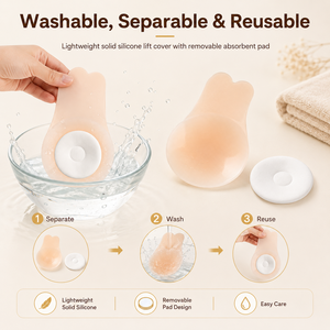 Couvre-mamelons en silicone en forme de fleur pour l'allaitement, absorbant et anti-fuite, réutilisable, invisibles, pour la période post-partum - Product Image 5