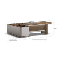 Bureau de direction moderne en bois, design de bureau de luxe en forme de L pour PDG et managers