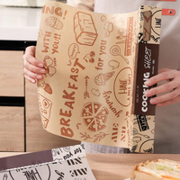 Kertas Pembungkus Makanan Anti Minyak dengan Logo Cetak Kustom Grosir, untuk Burger, Ayam Goreng, dan Camilan
