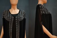 Élégante Robe Abaya Musulmane avec Broderie de Perles et de Mousseline Style Saoudien Abayas de Luxe pour Femme