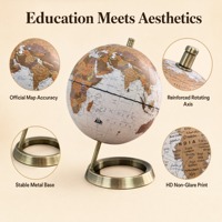 Globo Terráqueo Vintage con Base de Metal Bronce Antiguo, Mapa de Papel Decorativo, Geográfico, Personalizable OEM, Certificado CE ROHS, para Oficina y Hogar
