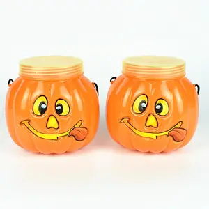 Halloween Trick or Treat Bucket Portable Lantern Children's Candy Jar with Lid Cartoon Halloween Bucket Pumpkin