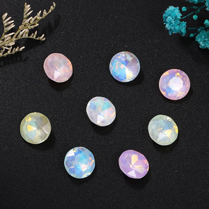 Strass en verre irisé à dos plat pour décoration d'ongles DIY, accessoires de bijoux scintillants, pierres précieuses rondes en cristal de 8 mm pour manucure - Product Image 2