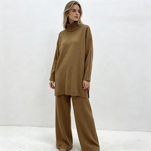 Set di Abbigliamento Invernale per Donne Musulmane, Maglione Oversize Casual in Tinta Unita, Completo in <span class=keywords><strong>Maglia</strong></span> per Loungewear - Product Image 3