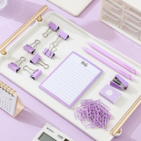 Makronen-Farbiger Mini-Heftapparat-Set mit Büroklammern, Gelstift, Langschwanzklammern, Schreibwaren-Kombi Made in China Modell 5308 Fabrikfertigung