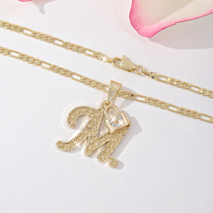 Collier avec pendentif lettre M en forme de Zircon plaqué or, motif chaîne à maillons, <span class=keywords><strong>pour</strong></span> la prière et <span class=keywords><strong>l</strong></span>'<span class=keywords><strong>amour</strong></span> maternel, cadeau religieux - Product Image 4