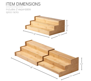 Étagère à épices extensible à deux niveaux en bois, type debout, organisateur de tiroirs à épices pour le <span class=keywords><strong>rangement</strong></span> dans les armoires de cuisine - Product Image 2