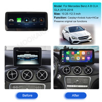 Mookaka 12,3 pulgadas Linux CarPlay para Mercedes Benz A B CLA GLA 2016-2018 Audio coche Radio pantalla táctil radio navegación GPS