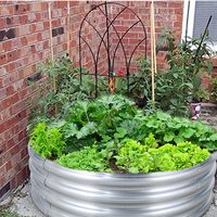 Easy — lit de fleurs d'extérieur en métal, planteur de terre en acier, pour culture de légumes et herbes, lit de jardin surélevé rond galvanisé, argenté