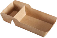 Bandejas de papel desechables personalizadas del fabricante para pollo frito y patatas fritas con un bolsillo para sumergir Ketchup