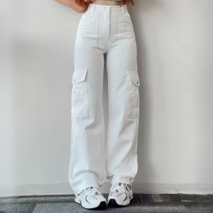 Solide femmes Slim Cargo <span class=keywords><strong>pantalon</strong></span> Jogging sport taille haute Street Wear <span class=keywords><strong>pantalon</strong></span> poches dame longue jambe large <span class=keywords><strong>pantalon</strong></span> <span class=keywords><strong>de</strong></span> <span class=keywords><strong>travail</strong></span> - Product Image 1