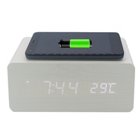 2021 Nieuwe Fancy Multifunctionele Elektronische Speciale Houten Draadloze Oplader Virtuele Led Tafel Wekker