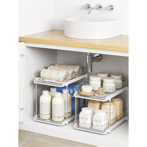 Hot Sale Stackable Pull Out Pantry Cabinet Organizers <strong>Storage</strong> 2 Tier <strong>Bathroom</strong> <strong>Under</strong> <strong>Sink</strong> Organizer with Movable Dividers - Product Image 3