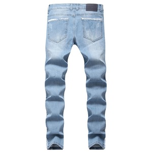 Pantalones vaqueros con agujeros rotos para <span class=keywords><strong>hombre</strong></span>, pantalones de mezclilla finos informales, pantalones vaqueros clásicos para <span class=keywords><strong>hombre</strong></span> joven - Product Image 2