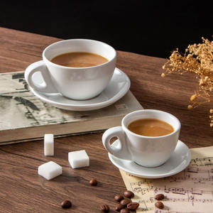 Ensemble tasse et soucoupe à café Chaozhou blanc 75ml 80ml 180ml couleur unie design rond haut de gamme, idéal pour Instagram - Product Image 1