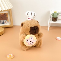 Porte-clés pendentif en peluche Capybara chef de dessin animé, poupée Capybara avec burger et frites, vente en gros transfrontalière de poupées, porte-clés et jouets