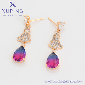 A00910853 Trang Sức Xuping Bông Tai Mặt Dây Chuyền Nữ Bằng Vàng 18K Phong Cách Cao Cấp Kim Cương Nguyên Khối Hình Thỏ Đơn Giản - Product Image 2