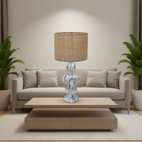 Lampe de table moderne électrique à LED en résine et tissu, abat-jour marron écologique, éclairage de luxe pour bureau, maison, chevet, bureau, lumière blanc chaud