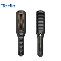 Cepillo Alisador de Cabello Negro Torlin con Pantalla LCD, Calor Ajustable y Apagado Automático - Uso Doméstico para Hombres y Cuidado de la Barba