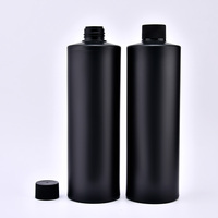 Bouteille en plastique HDPE noire de 1000 ml personnalisée en gros pour shampoing, après-shampoing, crème pour le visage, crème pour les yeux, emballage cosmétique pour soins de la peau avec bouchon à vis