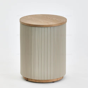 Scandinavian Modern <strong>Table</strong> Reclaimed Oak Made <strong>Round</strong> Coffee <strong>Table</strong> <strong>with</strong> <strong>Storage</strong> Light Color Wooden <strong>Side</strong> <strong>Table</strong> - Product Image 1