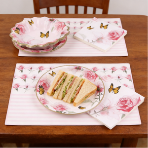 Juego <span class=keywords><strong>de</strong></span> Vajilla Desechable Personalizable Lanweier Serie <span class=keywords><strong>Rosa</strong></span> Mariposa Modelo CS-7 para Fiestas/Festivales - Product Image 3