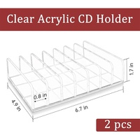 2 supports transparents en acrylique pour CD/DVD, présentoir et boîte de rangement pour CD, et support de rangement pour disques vinyles pour étagère multimédia