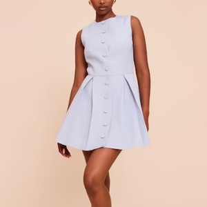 Robe courte pour femmes, col rond, sans manches, boutons sur le devant, robe courte pour filles - Product Image 3