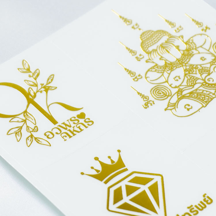 Hot Gold Foil Stamping Digital Transfer Printing High Resolution Quality Graphics 3D Decorative Sticker