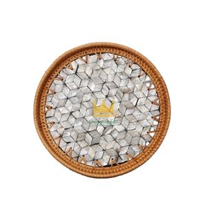 ถาดเสิร์ฟหวายสานมือผสมเปลือกหอย ดีไซน์สร้างสรรค์จากเวียดนาม ราคาโรงงาน - Product Image 1