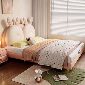 WL Rabbit Children's <b>Bed</b> Girl Princess Solid Wood Bedroom Guardrail Modern Comfortable Full Size Daybed Cotton Upholstery Made - Product Image 5