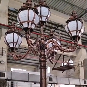 Lampes de jardin européennes décoratives en <span class=keywords><strong>fer</strong></span> forgé rétro, lampadaire, décoration, zones piétonnes, lanterne sur poteau - Product Image 5