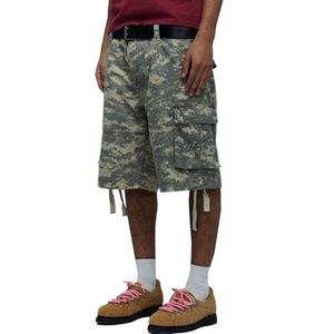 Shorts Cargo Vintage 100% Coton pour Hommes, Style Streetwear, Camouflage Numérique, Décoration Ruban, Été, Unisexe, Vente en Gros - Product Image 1