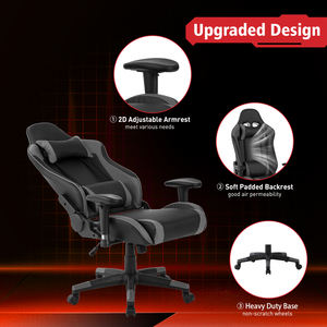 VANBOW-<span class=keywords><strong>Chaise</strong></span> de jeu en cuir pour ordinateur avec fonction de massage, fauteuil pivotant, style course - Product Image 4