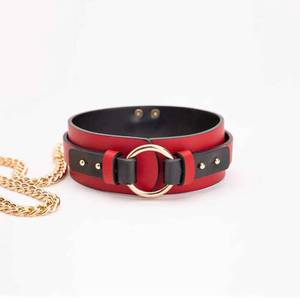 Großhandel Erwachsenen-SM-Set mit Handschellen, Rotem PU-Sklaven-Halsband, Kette, Spanking-Zubehör, Alternatives Spielzeug Modell SM806NR - Product Image 5