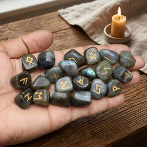 Ensemble de 25 Pierres Précieuses Naturelles de Guérison Reiki en Labradorite et Agate, Polies, Écologiques, Figurines de Runes et Mascottes Feng Shui - Product Image 2