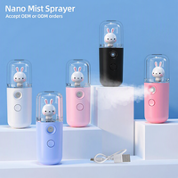 Mini pulvérisateur facial nano portable en forme de lapin mignon, brumisateur rafraîchissant pour le visage, idéal pour fixer le maquillage, articles cadeaux